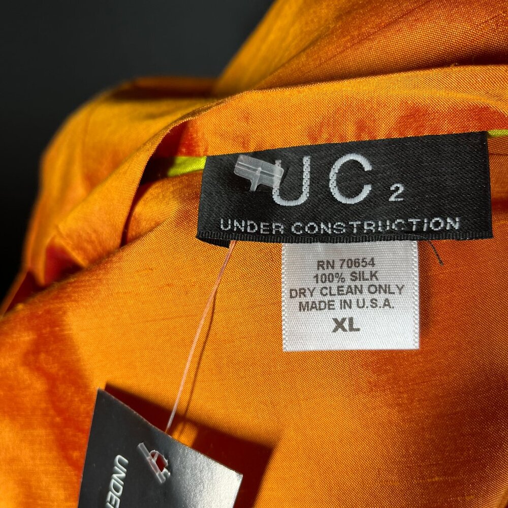 NWT UC2 Under Construction Size XL Silk Jacket Open-Front Reversible Orange - Picture 2 of 12